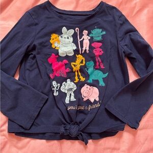Disney Toy Story 4 Navy Long Sleeve Tee with Colorful Characters, Size 5T